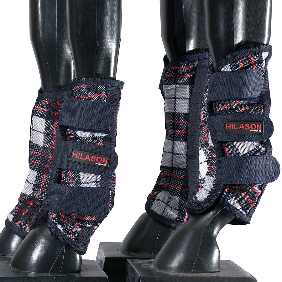 Small Hilason Horse Fly Boots Uv Protection Fleece Lined Plaid - Uhorse