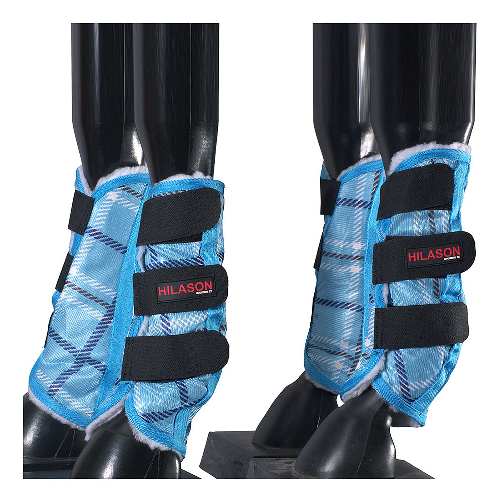 L M S  Xl Hilason Horse Fly Boots Uv Protection Fleece Lined 4 Pack Plaid