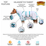 66 In - 84 In Hilason Horse Fly Sheet Uv Protect Mesh Bug Mosquito Summer White/Gray