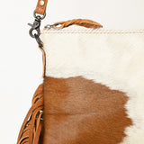 American Darling Western Small Crossbody Bag – Genuine Hair-On Cowhide Leather with Fringes, Adjustable Strap, Handcrafted in Texas
