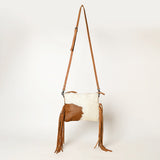American Darling Western Small Crossbody Bag – Genuine Hair-On Cowhide Leather with Fringes, Adjustable Strap, Handcrafted in Texas