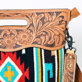 American Darling ADBGS146DAR1 Clutch Hand Tooled Saddle Blanket Genuine Leather Women Bag Western Handbag Purse