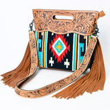 American Darling ADBGS146DAR1 Clutch Hand Tooled Saddle Blanket Genuine Leather Women Bag Western Handbag Purse