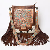 American Darling Messenger Hand Tooled Hair On Genuine Leather Women Bag Western Handbag Purse