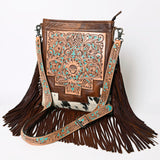 American Darling Messenger Hand Tooled Hair On Genuine Leather Women Bag Western Handbag Purse