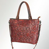 American Darling Tote Bag Handcrafted from Hand Tooled Floral Carved Genuine Leather with YKK Zipper