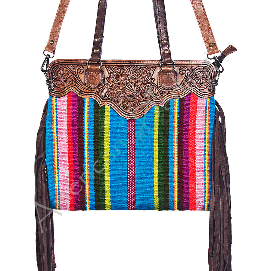 American Darling Messenger Hand Tooled Saddle Blanket Genuine Leather Western Women Bag Handbag Purse | Crossbody - Uhorse