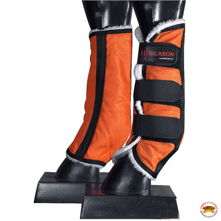 Hilason Western Horse Fly Boots with Fleece Uv Protection Insects Orange - Uhorse