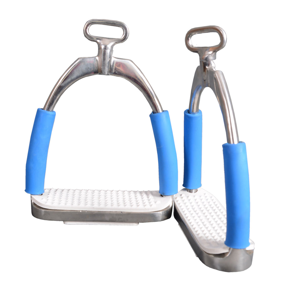 3 In Neck Hilason Western Slanted Stainless Steel rubber Pad Stirrups - Uhorse