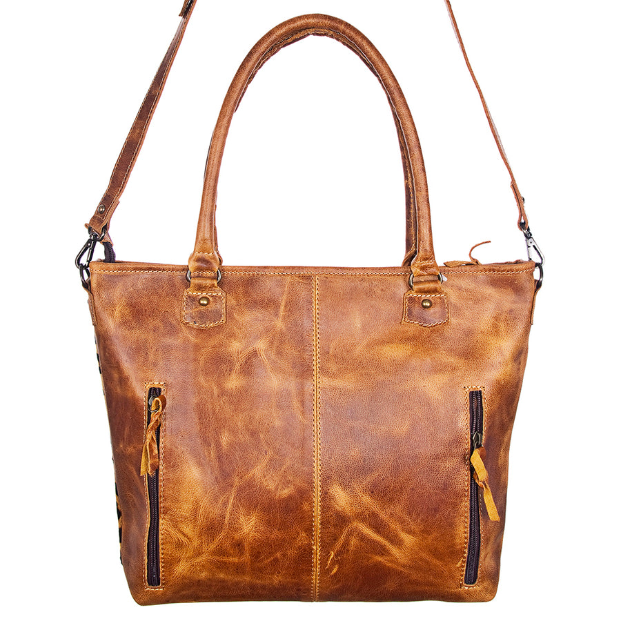 American Darling Tote Bag Handcrafted from Hand Tooled Floral Carved Genuine Leather with YKK Zipper
