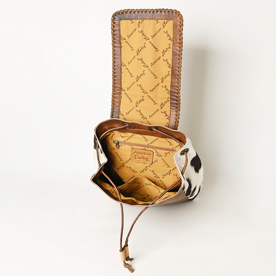 American Darling Backpack Bag Handcrafted Hair-On Cowhide Genuine Leather Braided Western Travel Pack