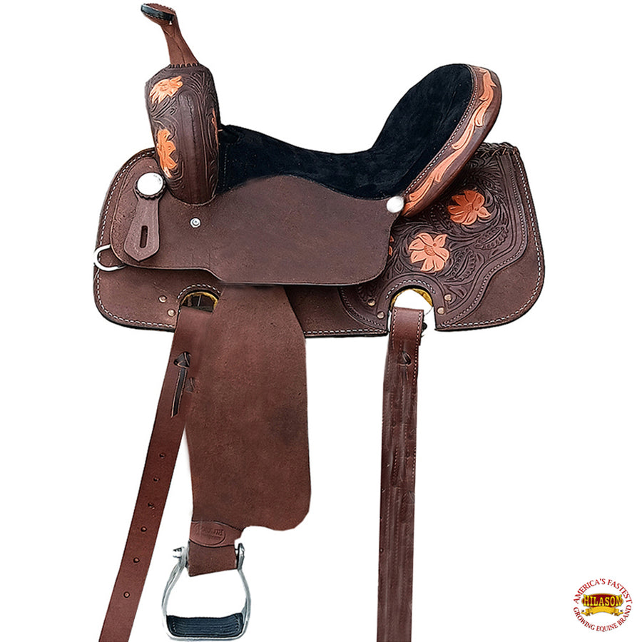 15 In Hilason W. H. Barrel Trail Pleasure American Leather Saddle – by Hilason – Cowboy and equestrian accessories