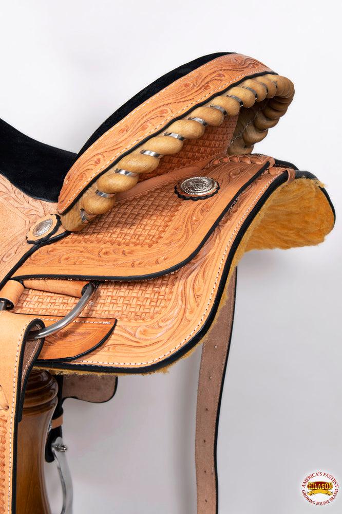 HILASON Western Horse Barrel Racing Saddle Trail Pleasure American Leather | Hand Tooled Wade & Roping For Horses