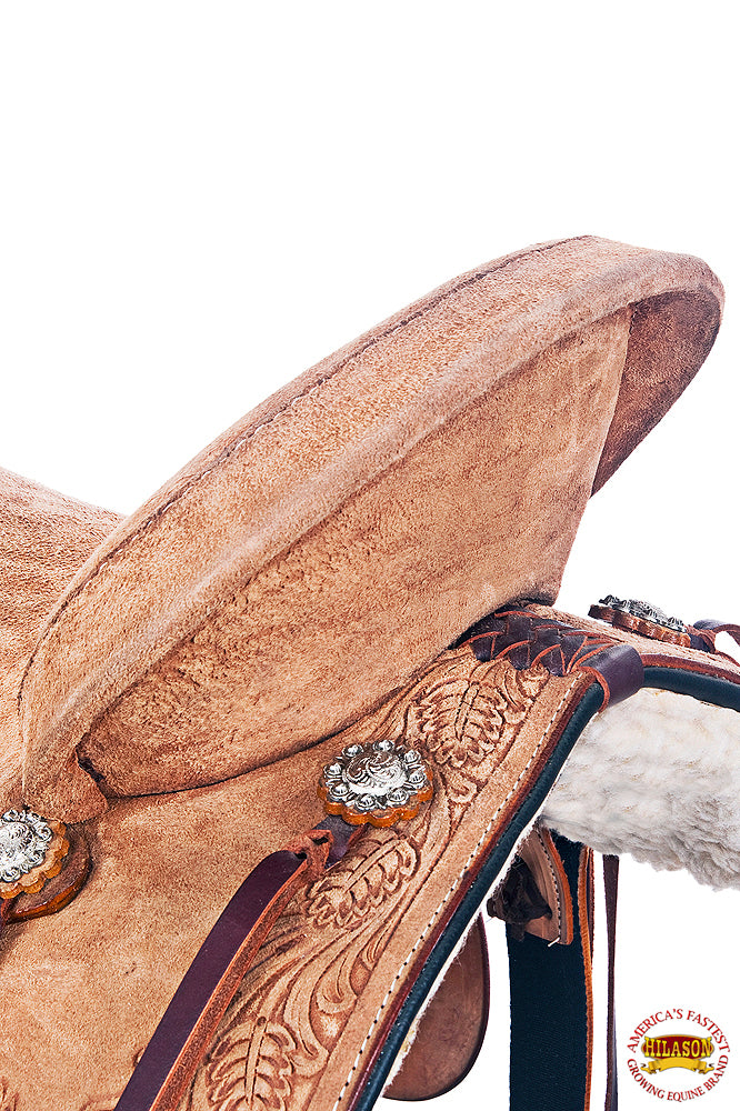 HILASON Flex Tree Western Horse Saddle in American Leather Barrel Trail | for Horses