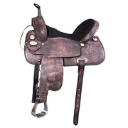HILASON Western Horse American Leather Flex Tree Trail Saddle Dark Brown | for Horses