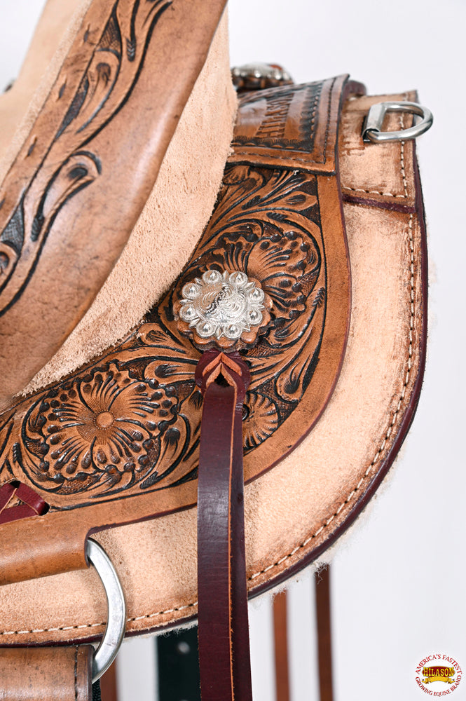 HILASON Flex Tree Western Horse Saddle in American Leather Barrel Trail | for Horses