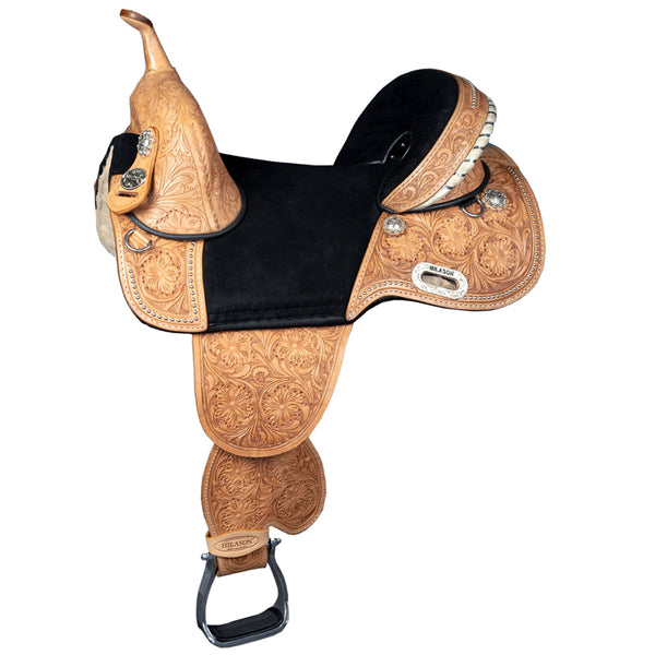 Western Horse Saddle Hilason Treeless Trail Barrel American Leather - Uhorse
