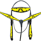 W. H. Headstall Breast Collar Set Yellow American Leather Hilason – by Hilason – Cowboy and equestrian accessories