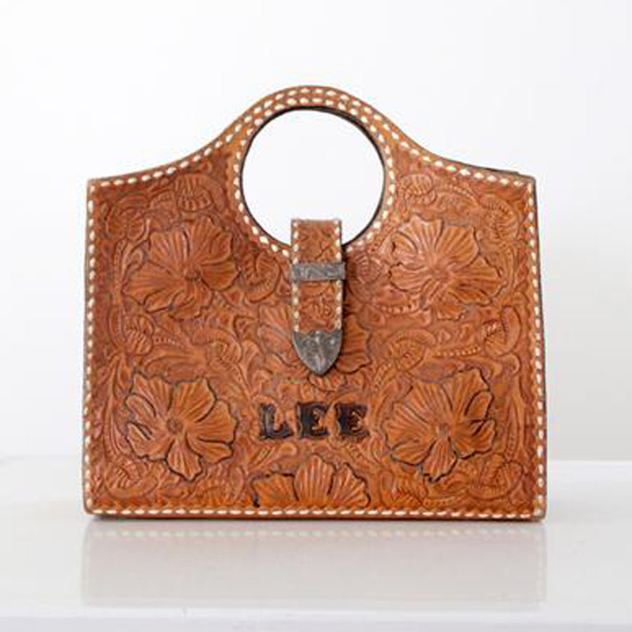 American Darling Clutch Hand Tooled Genuine Leather Western Women Bag Handbag Purse Tan