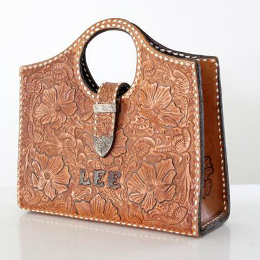 ADBG383BR American Darling Hand Tooled Genuine Leather Women Bag W. by Hilason – Cowboy and equestrian accessories
