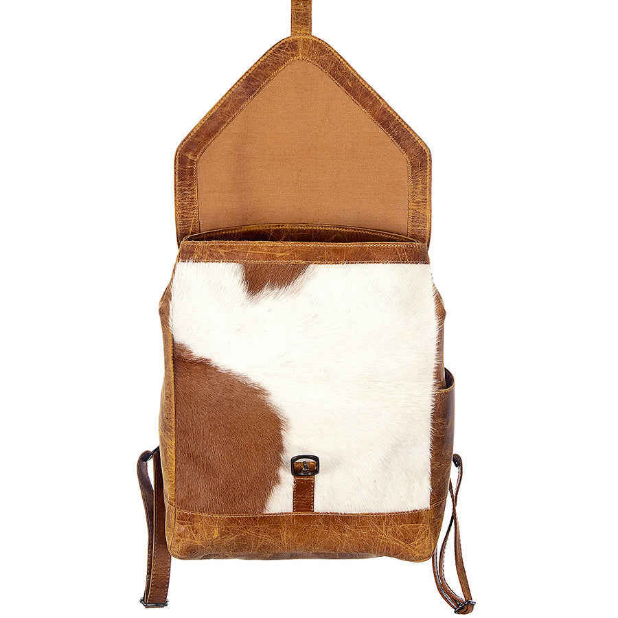 American Darling Backpack Bag Handcrafted from Hand Tooled Floral Leather & Hair-On Cowhide with YKK Zipper