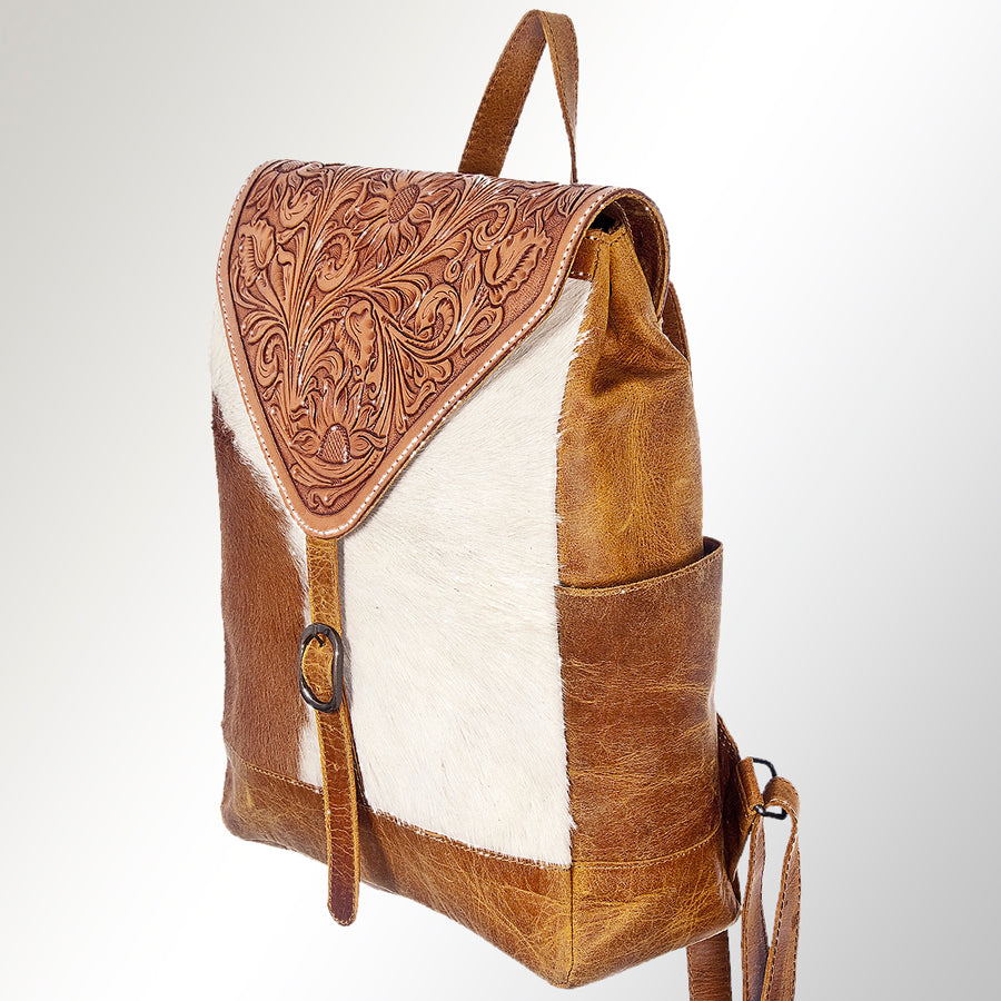 American Darling Hand Tooled Leather Backpack Bag - Hilason