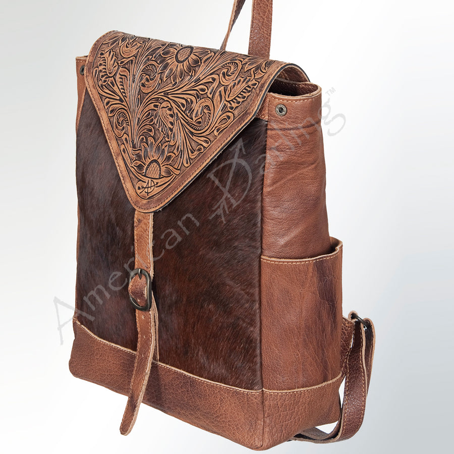American Darling Hand Tooled Leather Backpack Bag - Hilason