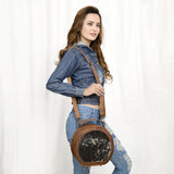 American Darling ADBG352BRW Canteen Hair On Genuine Leather Women Bag Western Handbag Purse