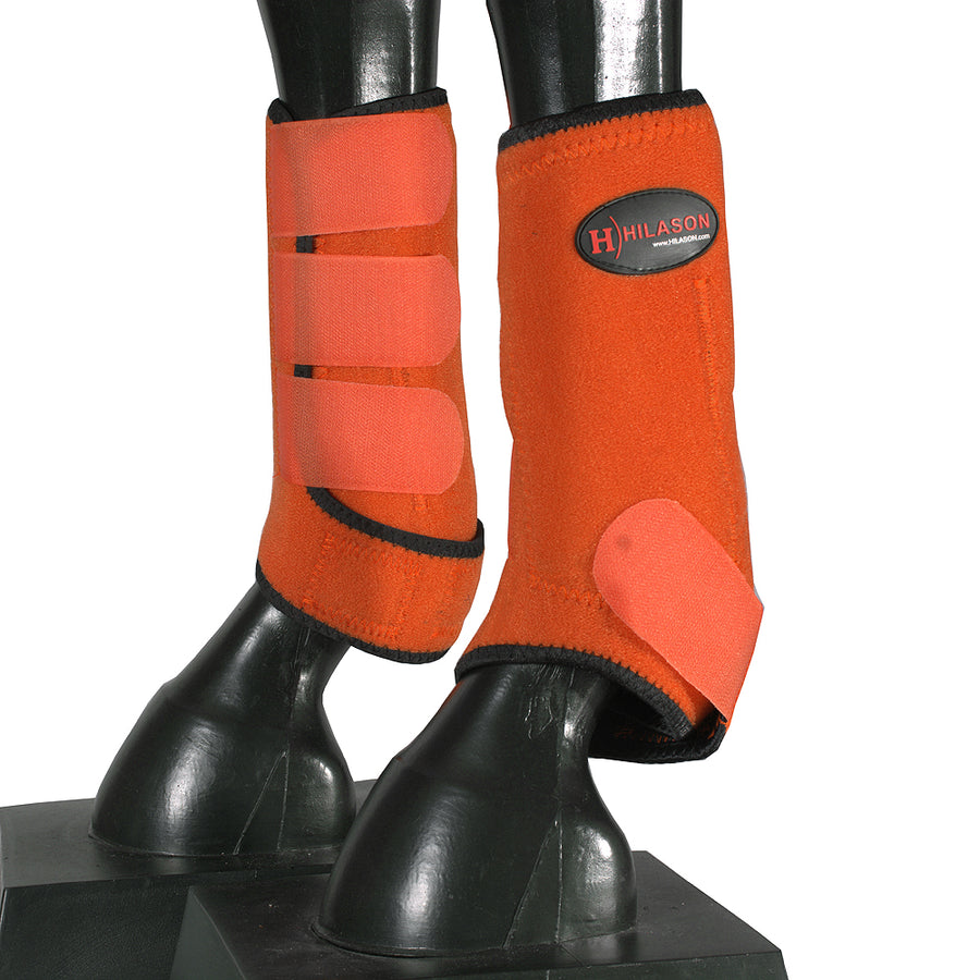 HILASON Horse Front Leg Neoprene Shock Absorbing Sport Boot Orange/Black Small - Uhorse
