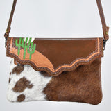 American Darling ADBGS170BRW Clutch Hair-On Genuine Leather Women Bag Western Handbag Purse