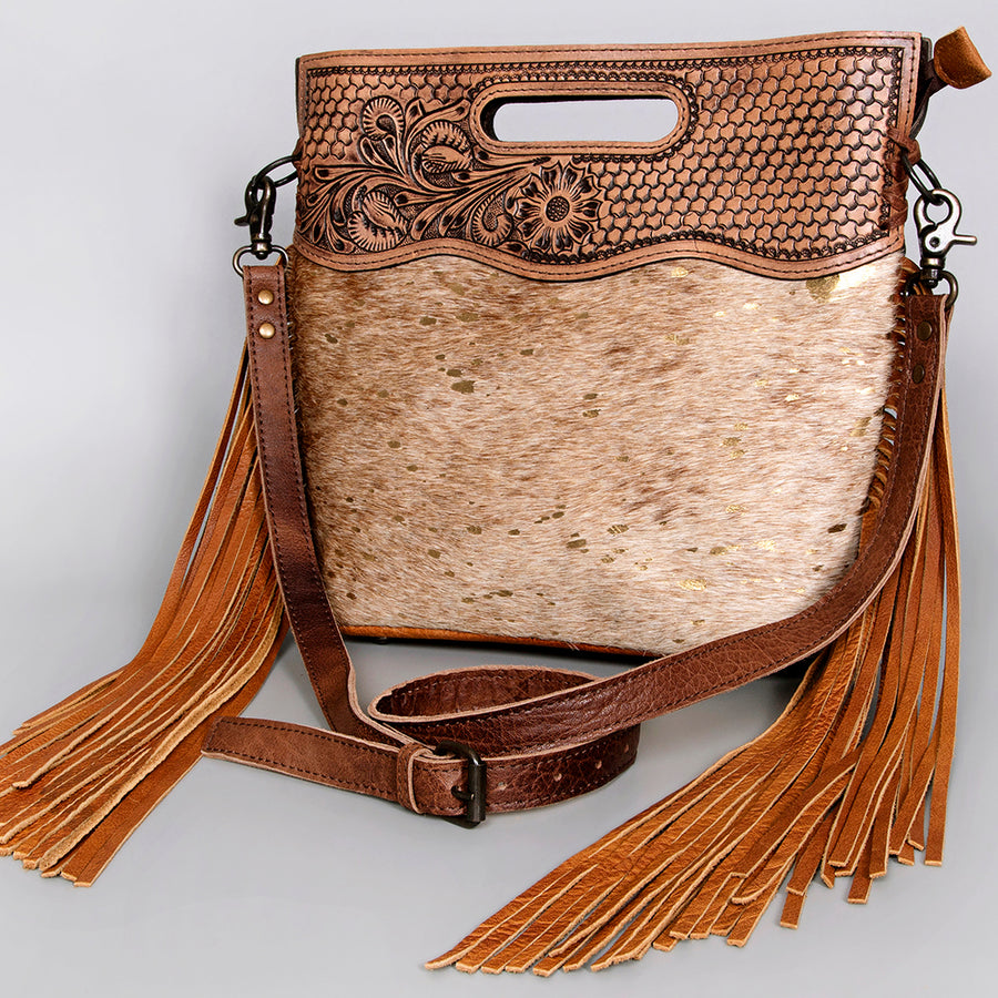 American Darling Clutch Hand Tooled Hair on Genuine Leather Western Women Bag Handbag Purse | Purses for Cute - Uhorse