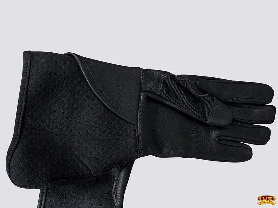 HILASON Bull Riding Gloves Pro Rodeo Genuine Leather Black Left Hand (6" to 10") | Bullback Women Men