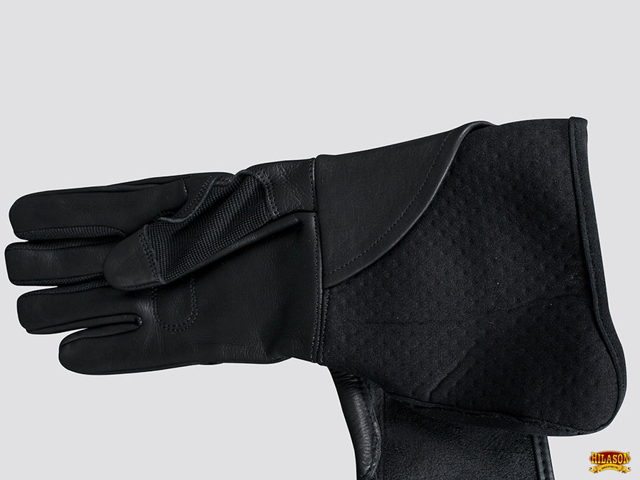 HILASON Bull Riding Gloves Pro Rodeo Genuine Leather Black Right Hand (6" to 10") | Bullback Women Men