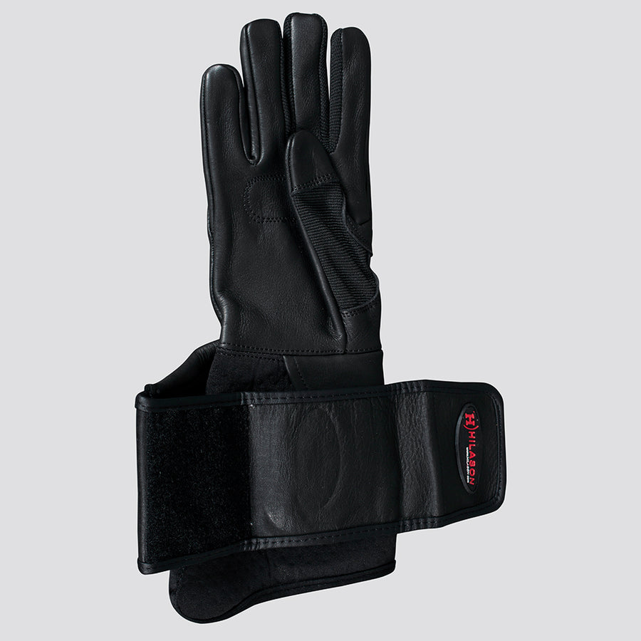 size 7 Hilason Bull Riding Gloves Pro Rodeo Leather Black Right Hand - Uhorse