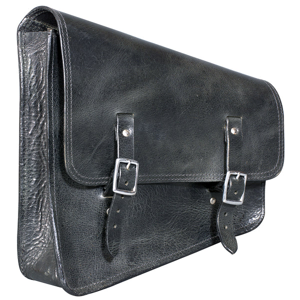 HILASON Leather Motorcycle Bike Right and Left Side Saddle Bag Black 14" Long - Uhorse