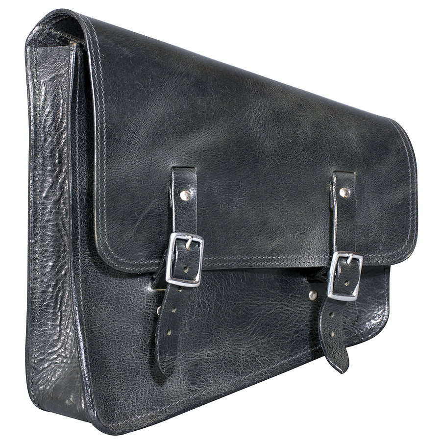 HILASON Leather Motorcycle Bike Right and Left Side Saddle Bag Black 14" Long - Uhorse