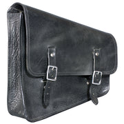 HILASON Top Grain Leather Motorcycle Bike Right & Left Side Saddle Bag Rigid Flap Solo Biker Bag Black 14