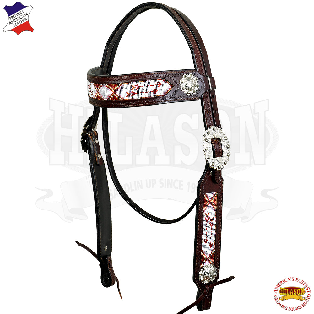 Hilason Western Horse Headstall Bridle American Leather Bling Concho