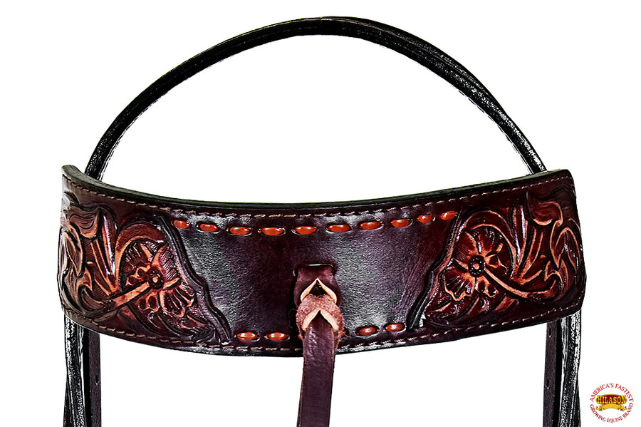 HILASON Western Horse Headstall Bridle American Leather Brown Floral