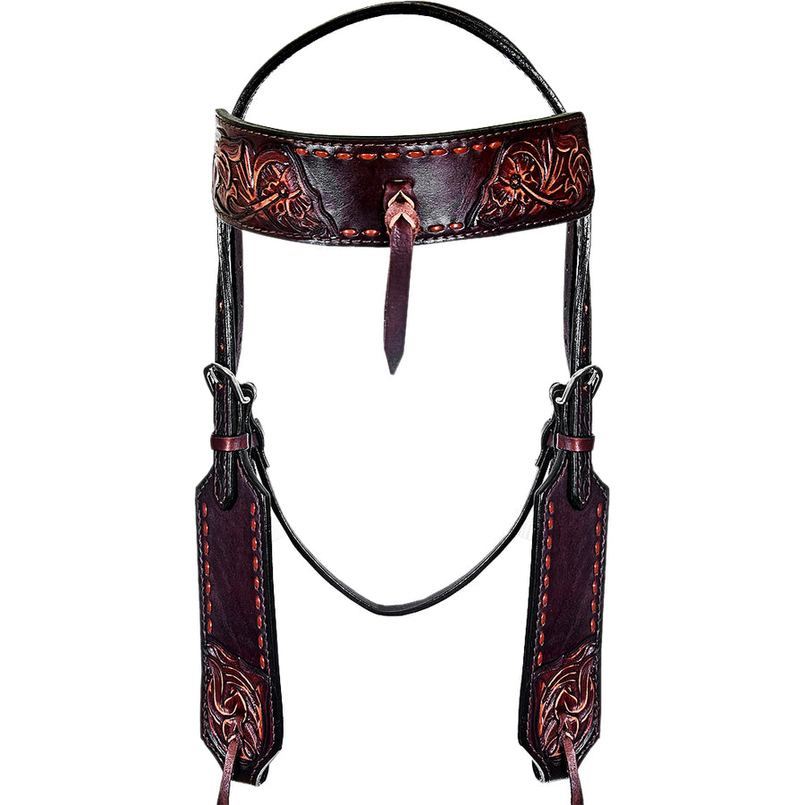 HILASON Western Horse Headstall Bridle American Leather Brown Floral