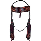 Hilason Western Horse Headstall Bridle American Leather Brown Floral