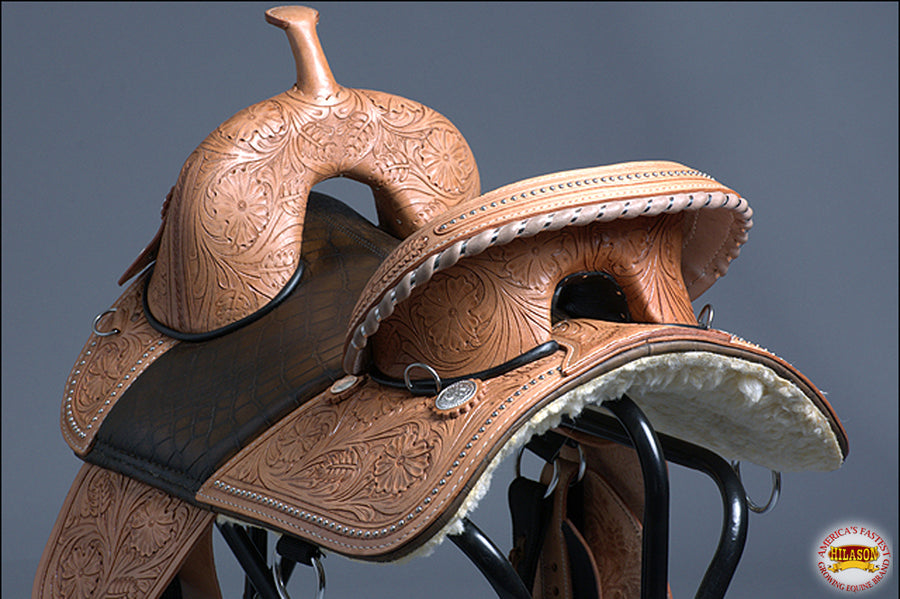 HILASON Western Horse Treeless Trail Barrel Racing American Leather Saddle| Saddle | for Horses