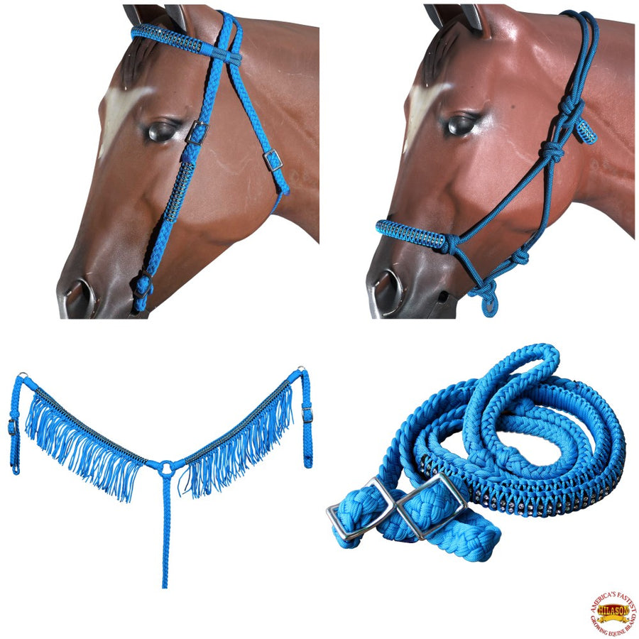 Hilason H. Headstall Breast Collar Halter Reins Tk. Braided Paracord – by Hilason – Cowboy and equestrian accessories
