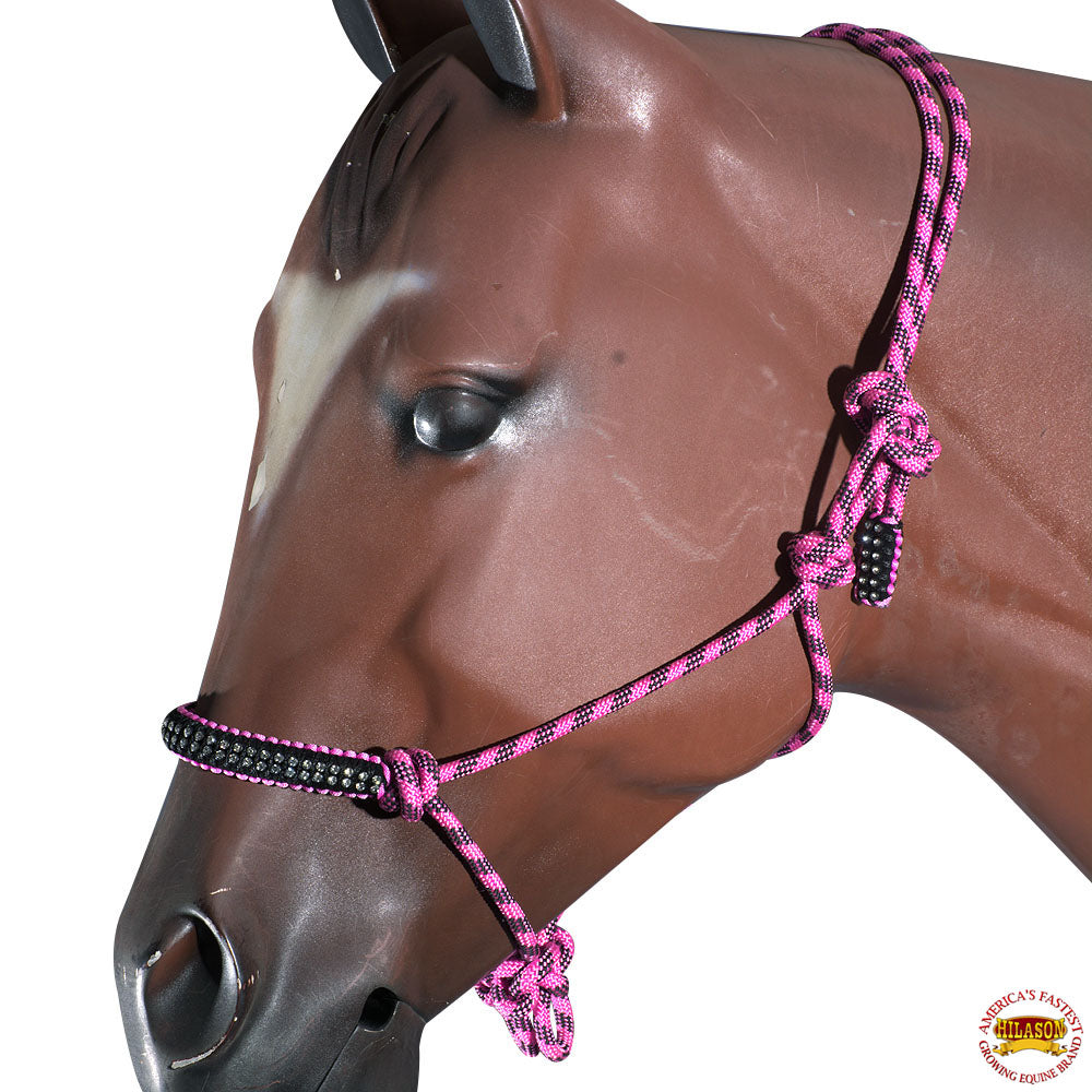 Hilason Horse Headstall Breast Collar Halter Reins Braided Paracord Pink