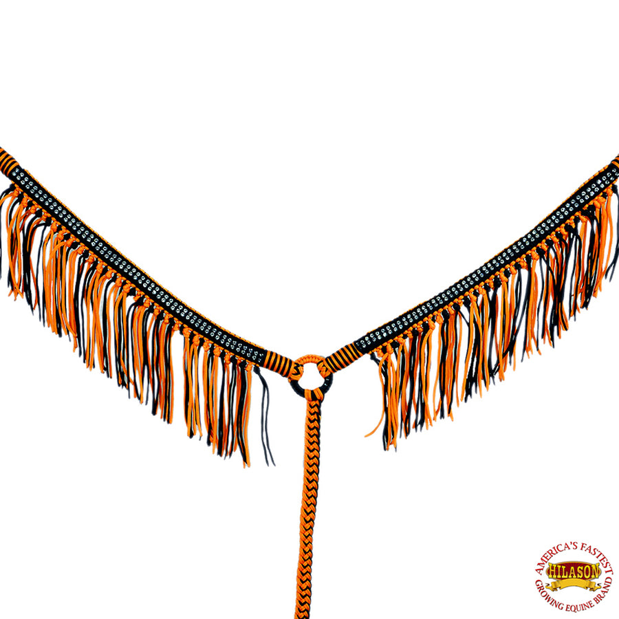 Hilason Horse Headstall Breast Collar Halter Rein Braided Paracord Orange