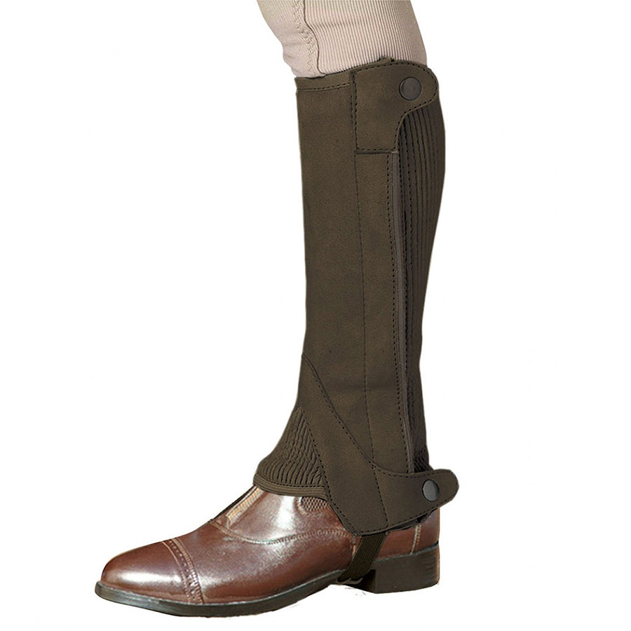 Large Ovation Ladies Half Chaps Elite Amara Ribbed Dark Brown – by Hilason – Cowboy and equestrian accessories