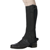Ovation Child Elite Amara Half H. Riding Chaps W/ Ribbed Panel Black – by Hilason – Cowboy and equestrian accessories