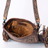 American Darling ADBG256BRWSPLBR Messenger Hand Tooled Hair On Genuine Leather Women Bag Western Handbag Purse