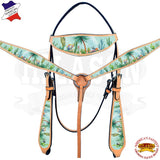 Western Horse Headstall Breast Collar Set American Leather  Hilason