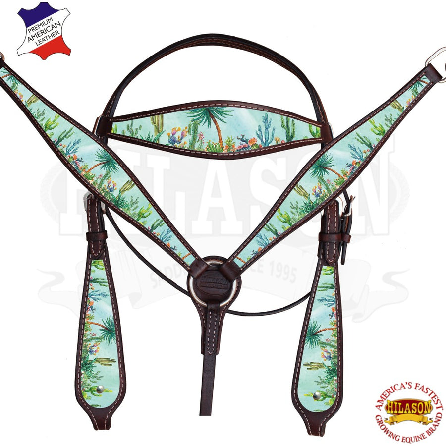 W. H. Headstall Breast Collar Set American Leather Hilason by Hilason – Cowboy and equestrian accessories